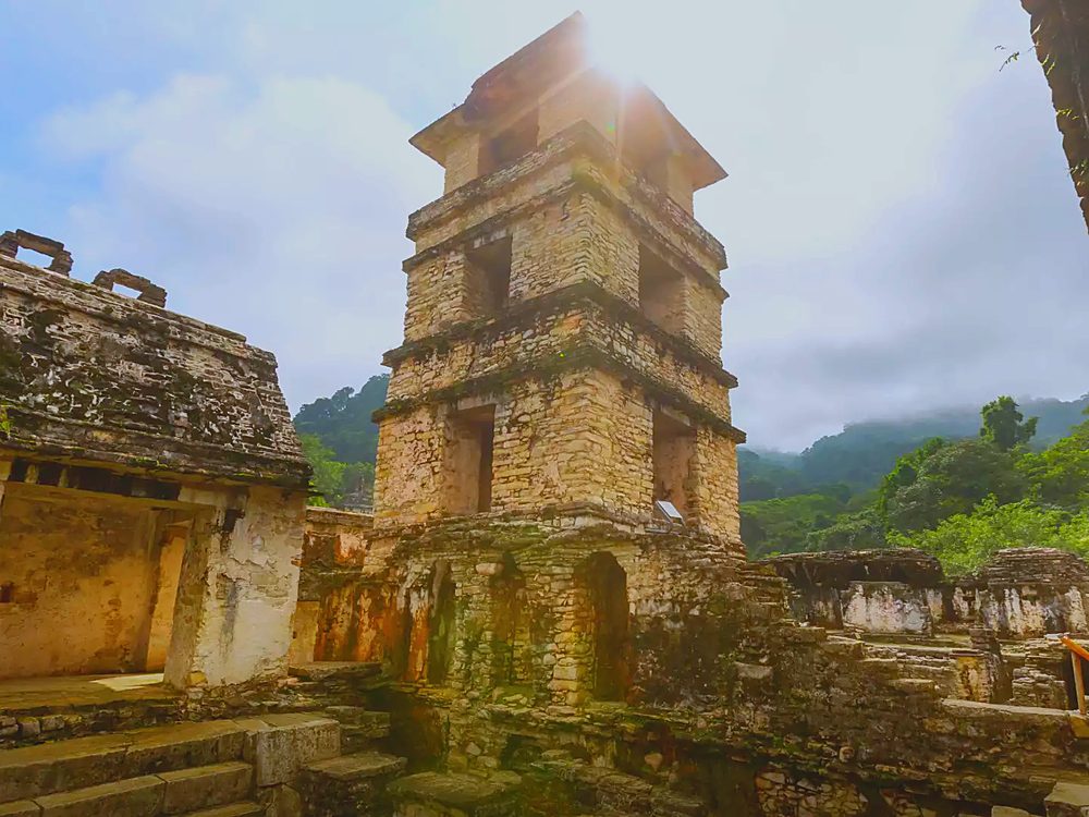 The tower of the Palace at Palenque, the Maya city in the Chiapas jungle, Mexico