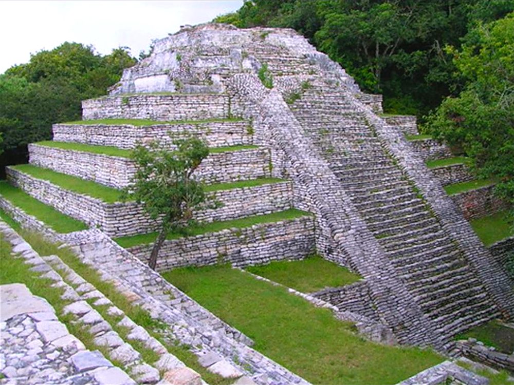 The stepped Maya pyramid at the Tenam Puente archaeological site near Comitán, Chiapas