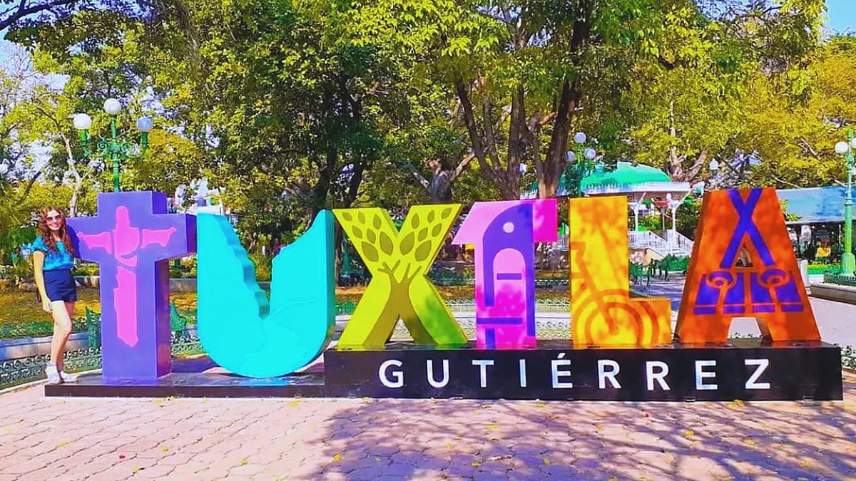 The Tuxtla Gutiérrez letters in the main square of the Chiapas state capital, Mexico